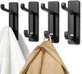 Pickpiff Wall Hooks - 13LB Strong Adhesive Coat & Towel Hangers | Black 4-Pack for Easy Organization