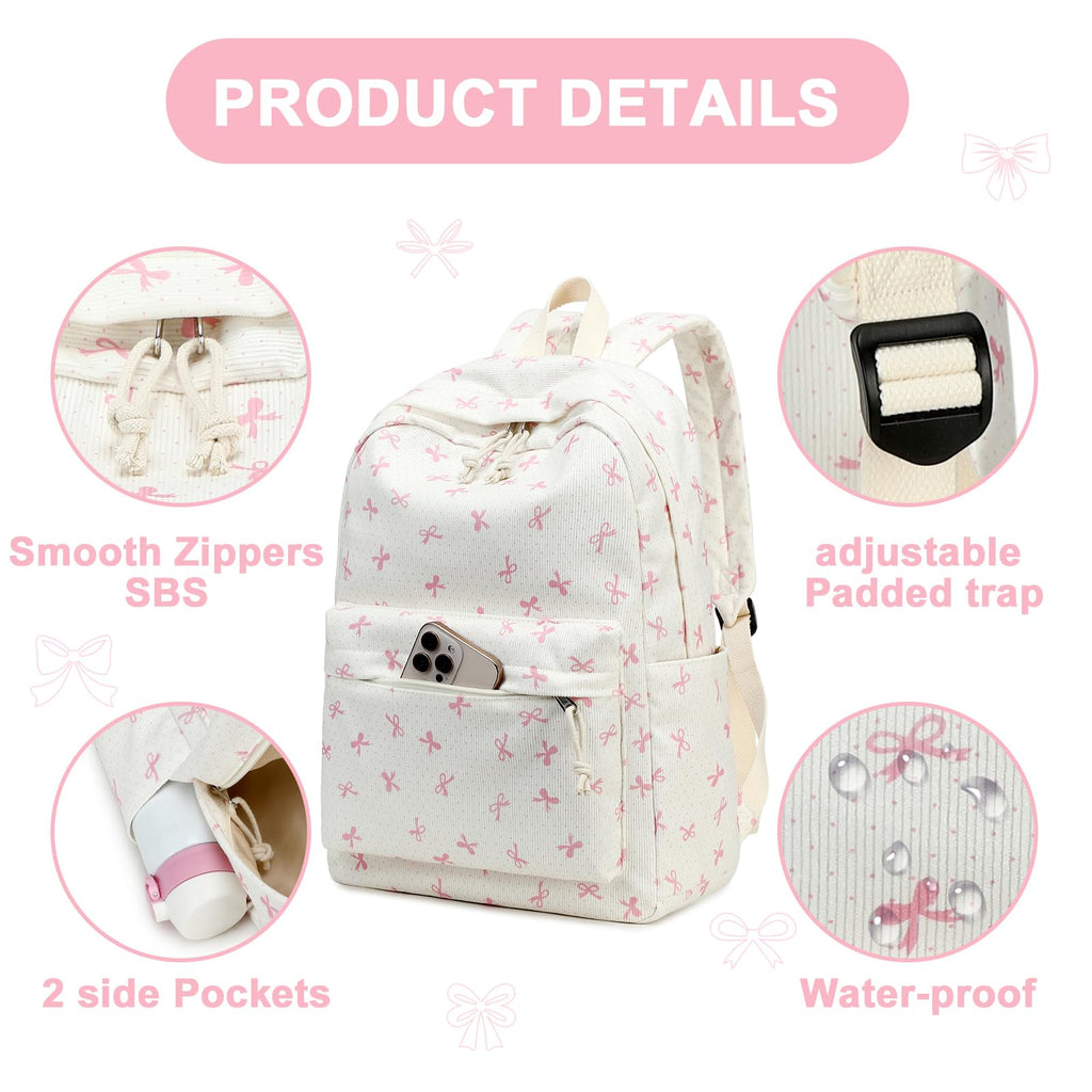 LEDAOU Backpack for Girls, 17" Kids Backpack for Girls Age 8-15, Corduroy Elementary Middle School Women Laptop Backpacks