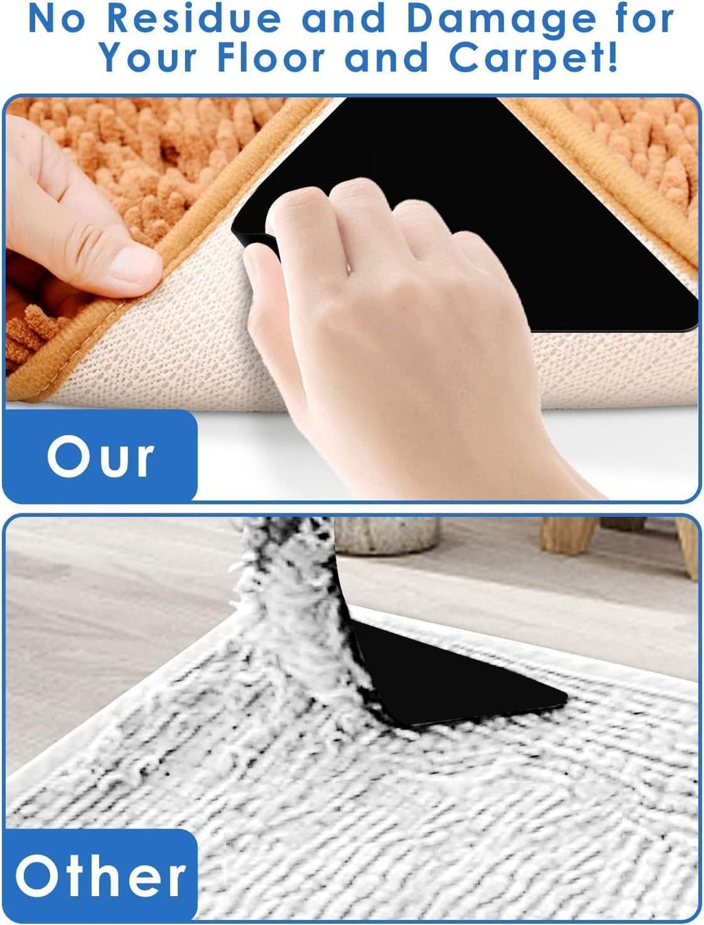 Skiennix Non-Slip Rug Pad Grippers - Reusable & Washable 14PCS Set for Area Rugs & Carpets