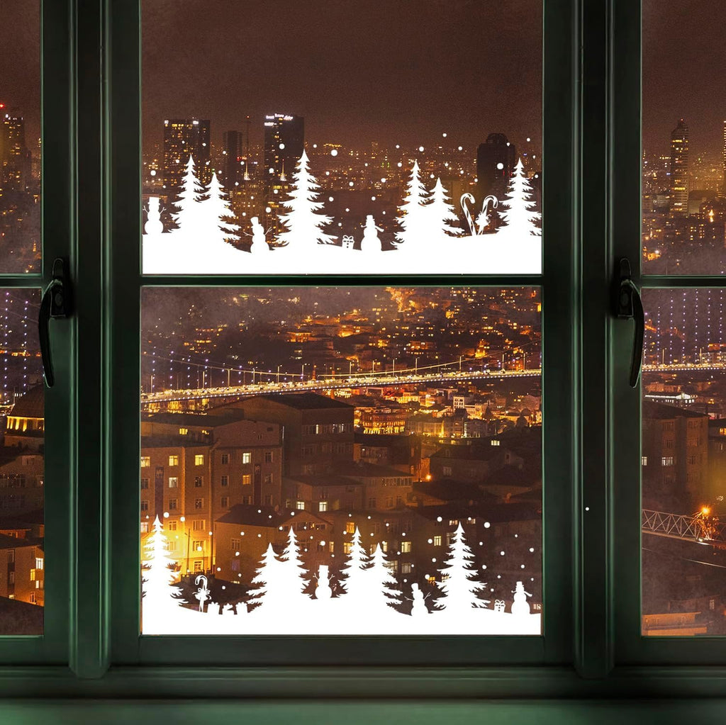 Skiennix Christmas Stencils - Reusable Large Winter Forest & Village Designs | 53.1” Holiday Templates for Window Glass & Crafts