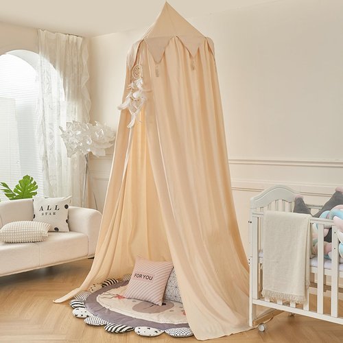 THREENTDAY Bed Canopy for Kids, Girls Bed Curtain Bed Room Decor Hanging House Castle Reading Nook Dreamy Canopy(Light Yellow)