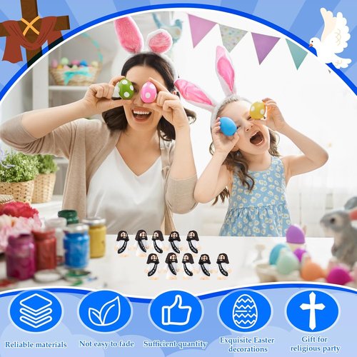 Bememo 100 Pcs Little Jesus Figures - Original Design Pocket Rubber Figures for Easter Gifts | Black