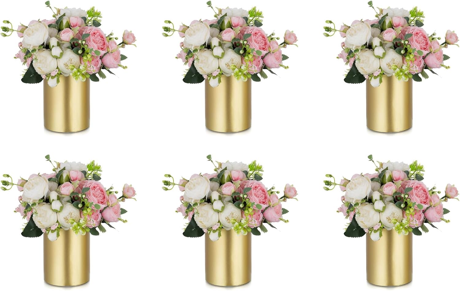 NUPTIO Gold Flower Vases - Elegant 5.1-Inch Metal Centerpieces for Wedding Table Decorations | Set of 6