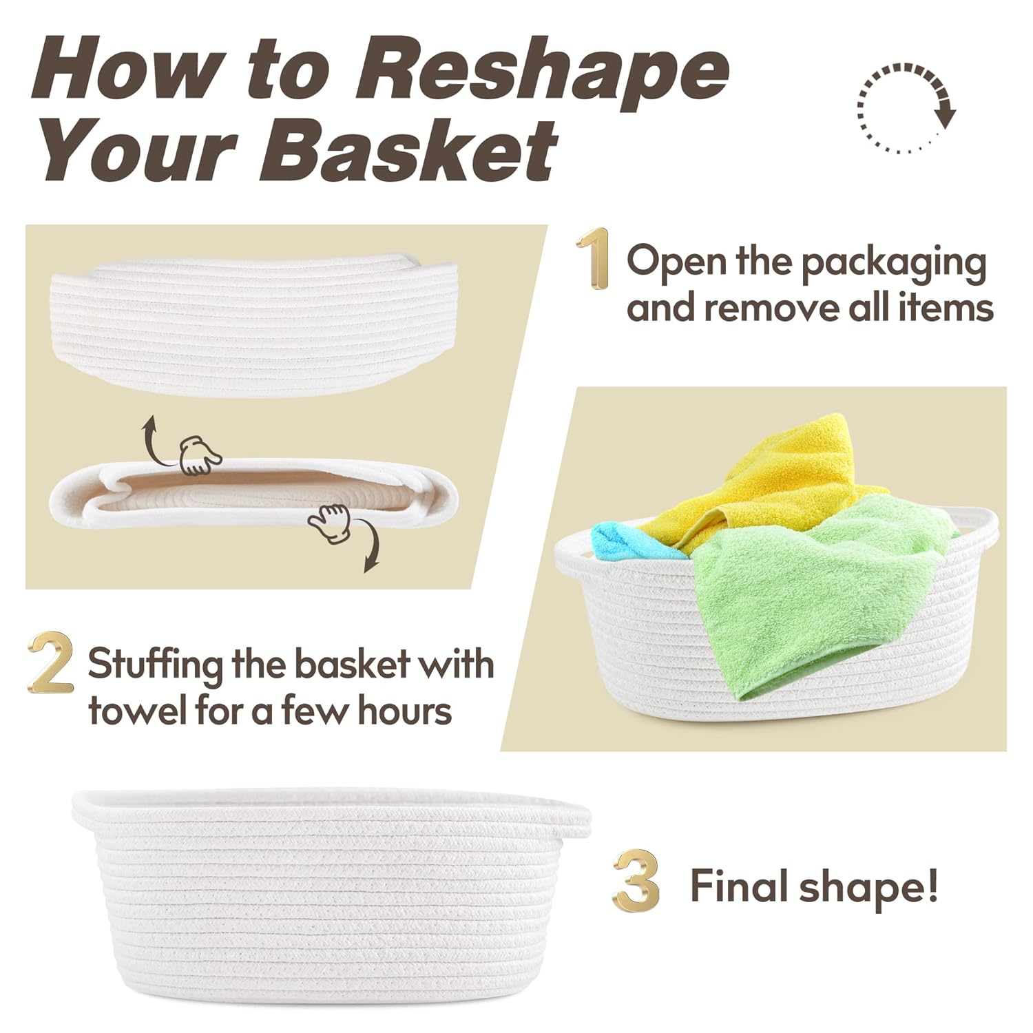 Pro Goleem Small Woven Easter Basket - Durable Gift Basket with Ribbons | 12" x 8" x 5" White Storage Basket