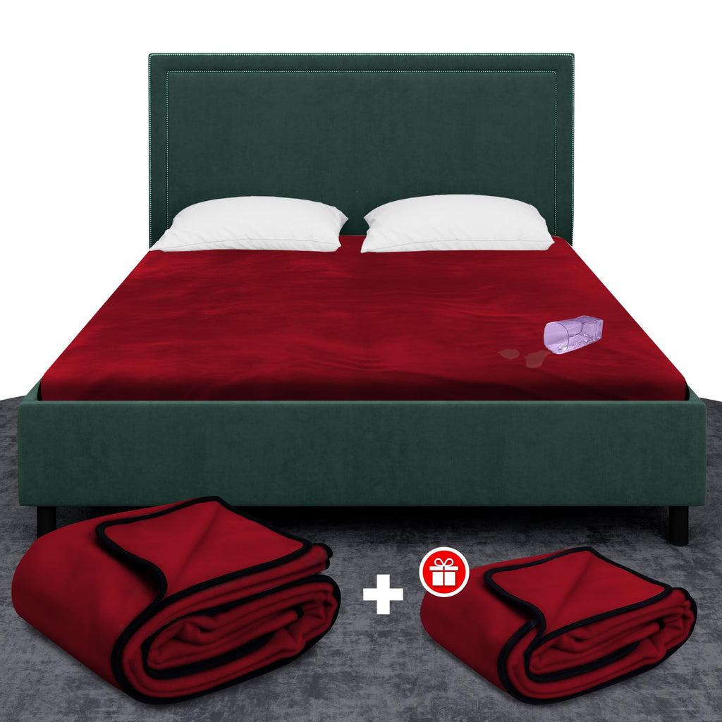Paw Buddies Premium Waterproof Blanket 80"x90" Velvet-Feel Reversible Throw – Leakproof, Machine Washable Bed & Sofa King Size Protector for Couples, Pets & Travel + Bonus Small Blanket