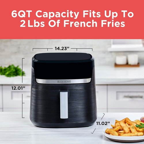 BLACK+DECKER 6QT Air Fryer - Enjoy Crispy Deep Fried Taste Without the Fat | Digital Touchscreen & Auto Shut-Off