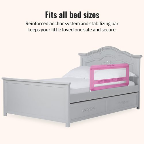 Dream On Me Lilibet Mesh Safety Bed Rail in Pink for Twin, Full and Queen Size Bed, Bed Rail for Toddler