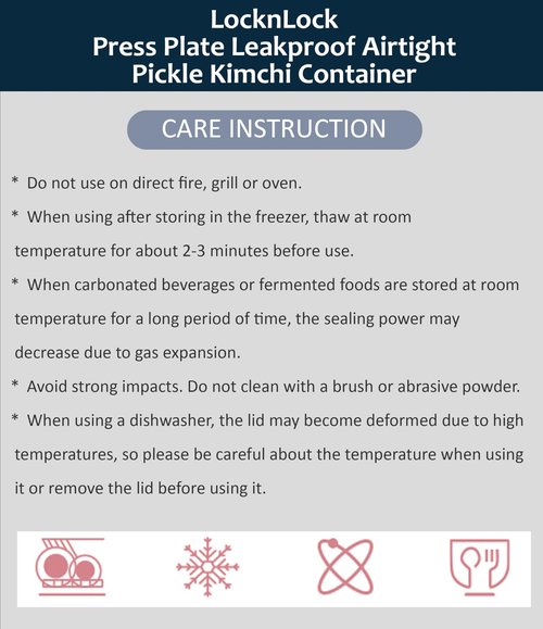 Lock & Lock BPA Free Rectangular Pickle Kimchi Press Ferment Storage Container (3.6L)