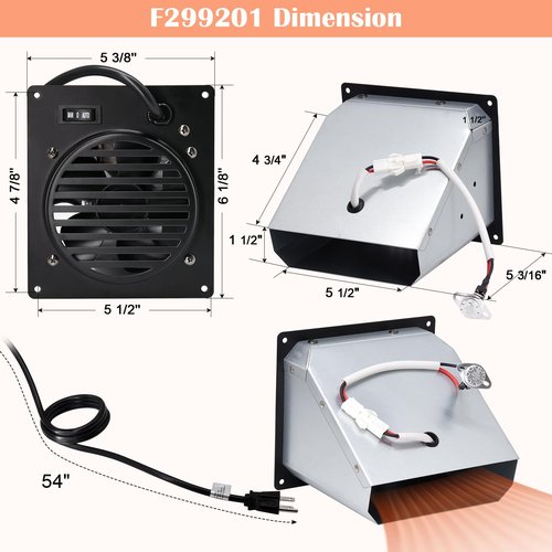Hiorucet F299201 Blower Fan Kit for Mr Heater 20000-30000 BTU Ventless Propane and Natural Gas (2016-Present), Replacement Mr. Heater F299201 Vent Free Blower Accessory Kit.