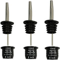 Stainless Steel Classic Bottle Pourers,Black 6 Pack with6 Adapters for Large Neck Bottles,Also for Olive Oil, Juice, Syrup,Converts Any Spout into a Large Pour Spout (3 Pac)