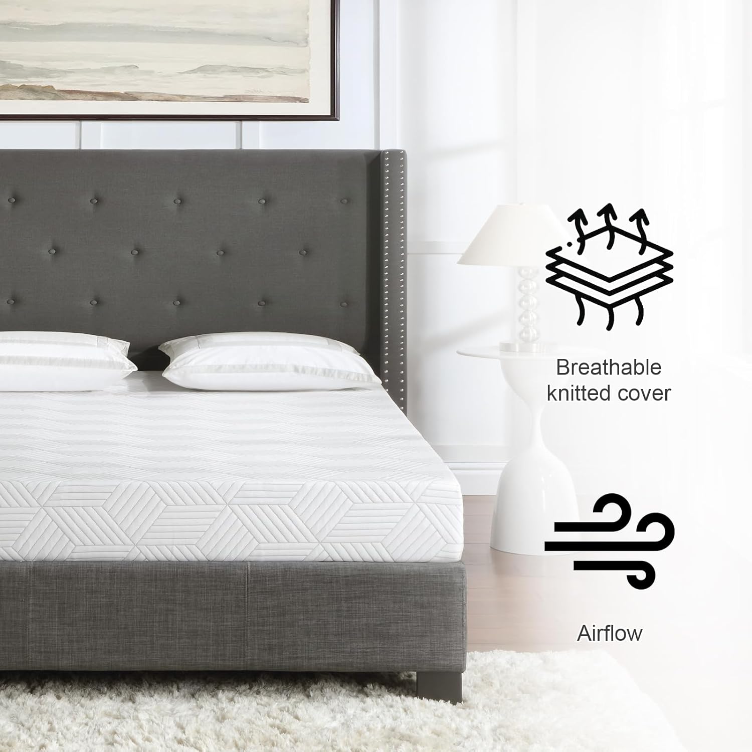 Skiennix Twin Size Gel Memory Foam Mattress - Medium Firm Support, Removable Cover, Breathable Fabric