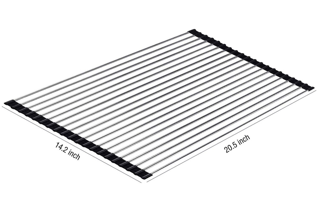 Ahyuan Roll up Dish Drying Rack Over The Sink Kitchen Roll up Sink Drying Rack Portable Dish Drainer Foldable Dish Drying Rack (Black, 20.5''X14'')