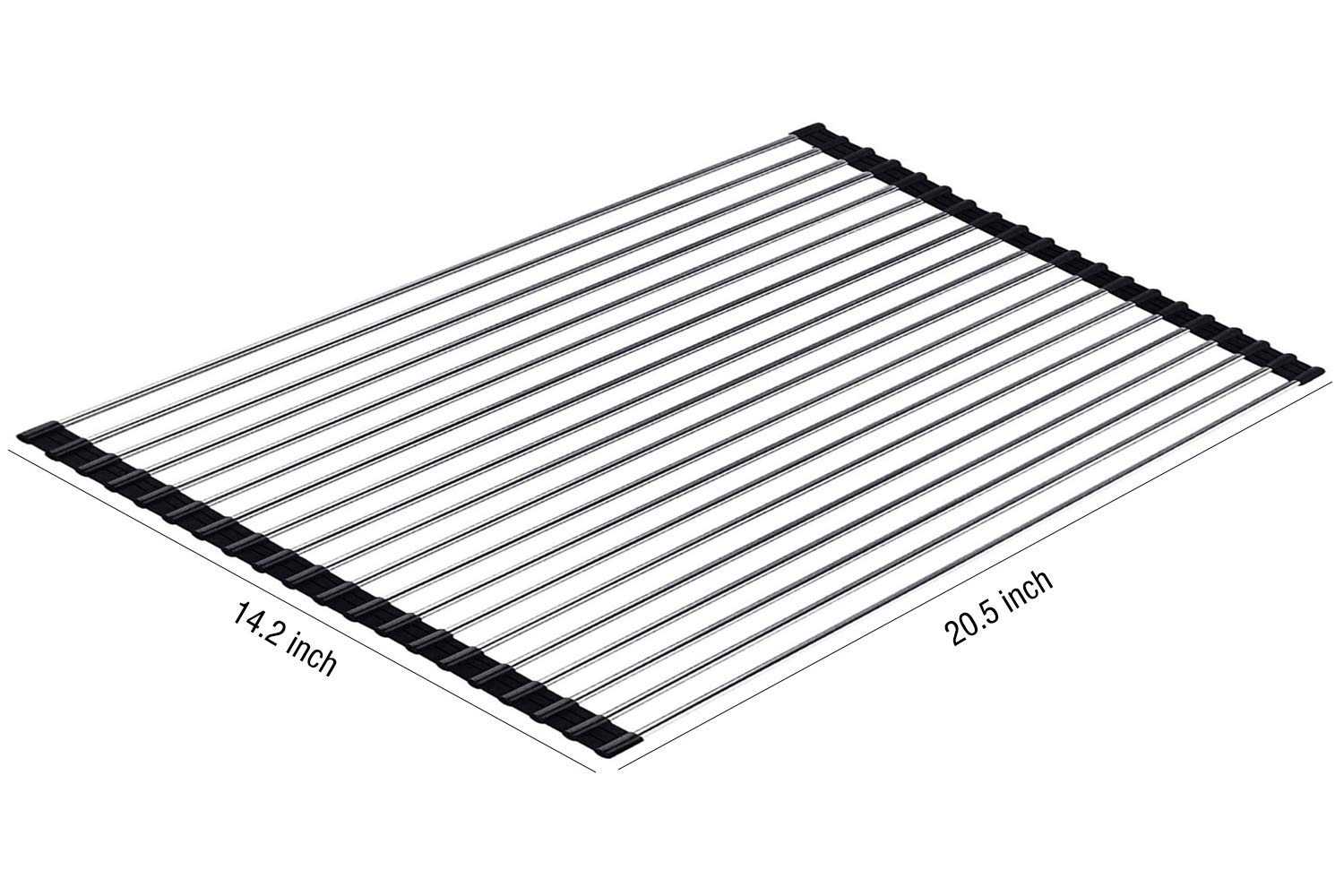 Ahyuan Roll up Dish Drying Rack Over The Sink Kitchen Roll up Sink Drying Rack Portable Dish Drainer Foldable Dish Drying Rack (Black, 20.5''X14'')