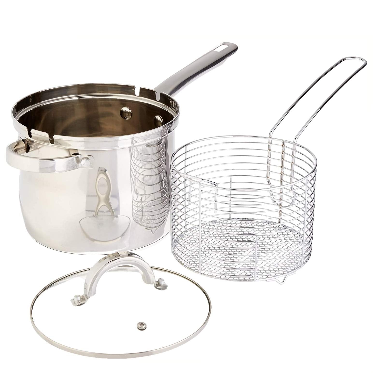 Oster 91537.03 Sangerfield 3.65-Quart Stainless Steel 3-Piece Deep Fryer Cookware Set – Durable Kitchen Frying Pots