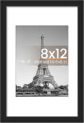 Upsimples 8x12 Picture Frame - Versatile Display for 6x8 Photos with Mat or 8x12 Without - Black, 1 Pack