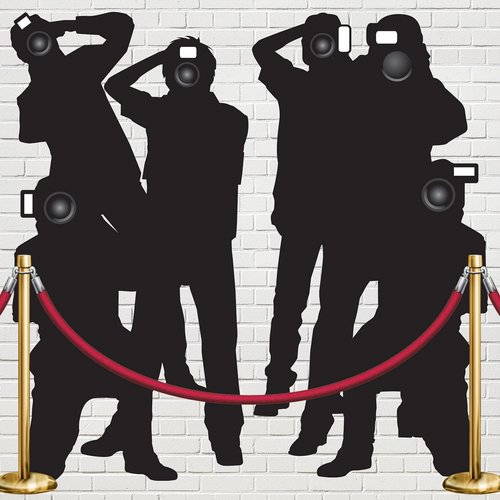 Beistle Paparazzi Cutouts – 4-Count Thin Printed Clear Plastic Hollywood Photographer Wall Backdrop Decorations for Awards Night Parties Celebrity Photo Props and VIP Event Décor, 5'3"