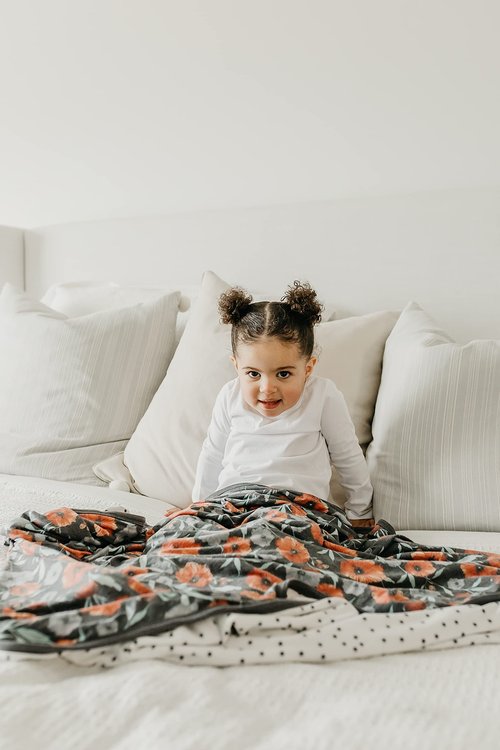 Large Premium Knit Baby 3 Layer Stretchy Quilt Blanket"Poppy" by Copper Pearl