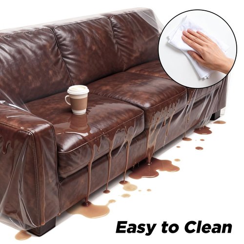 Lanboon Plastic Couch Cover Furniture Cover with Elastic Band, Clear Sofa Cover Protector for Moving and Storage, Waterproof & Dustproof Moving Bags for Couch Slipcover 92W x 42D x 42H Inches (Sofa)