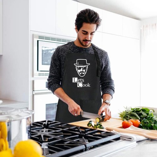 ZOORON Funny Cooking Chef Apron with Pockets BBQ Kitchen Work Aprons Birthday Father’s Day Grilling Gifts for Papa, Husband