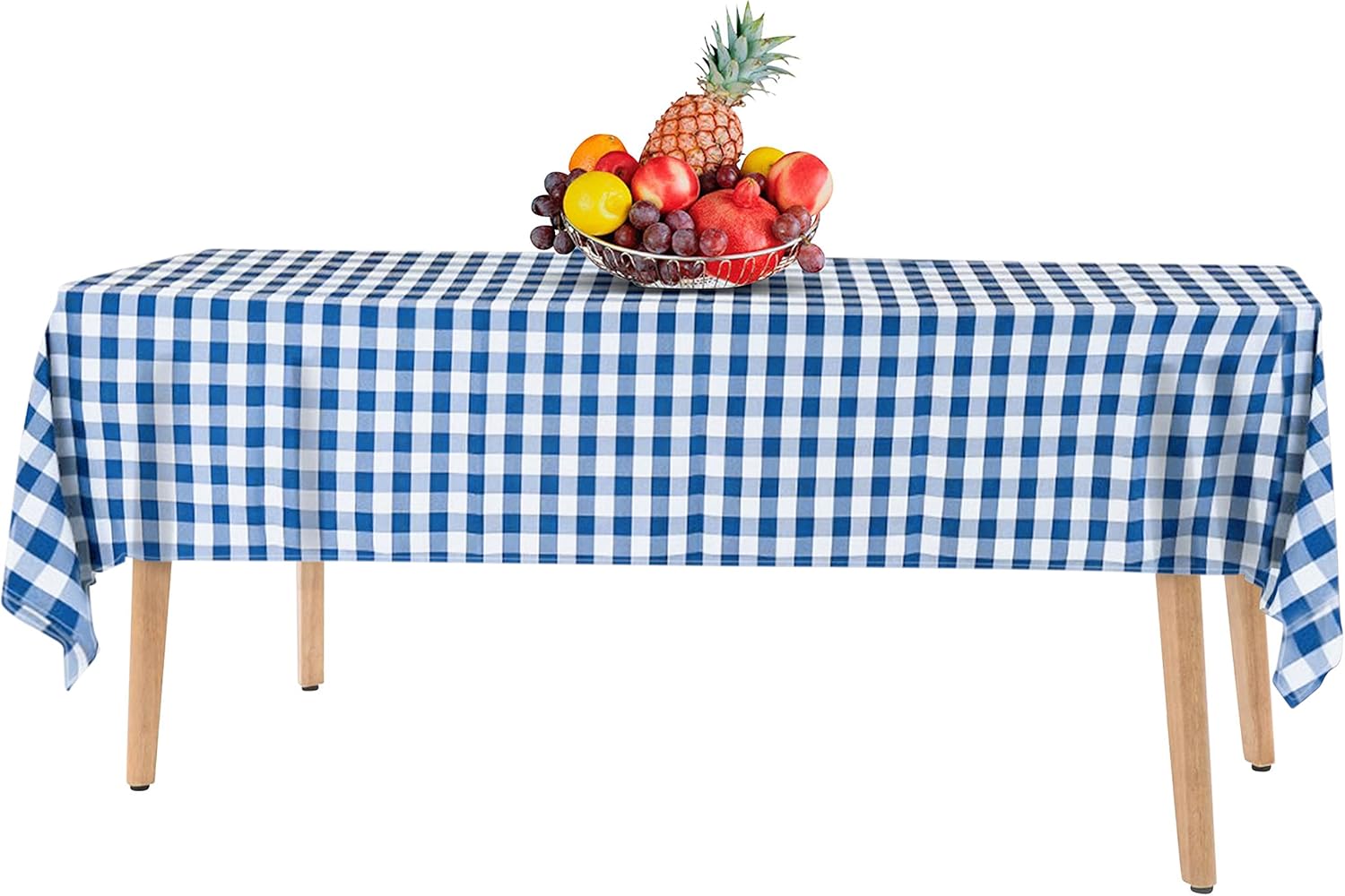 Skiennix 14-Pack Plastic Blue Gingham Checkered Picnic Tablecloths - 54x108 in. Disposable Covers for Parties, Weddings & Events