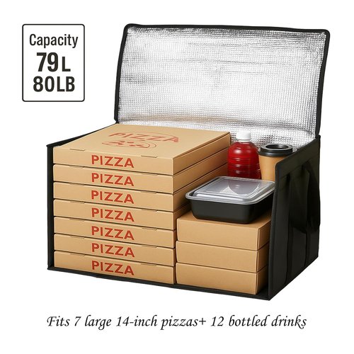 Bodaon Insulated Food Delivery Bag - 3-Pack XXXL Pizza Cooler | Thermal Carrier for Catering & Travel