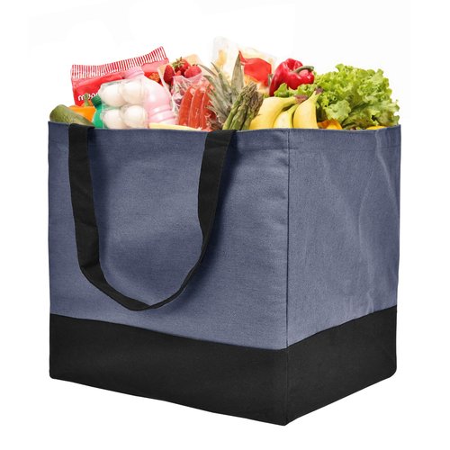 CNaiyunpin Canvas Reusable Grocery Bags Heavy Duty, 8.3 gal Foldable Large Tote Bag with Handles, Holds 60 lbs Canvas Shopping Bags, 1 Pack