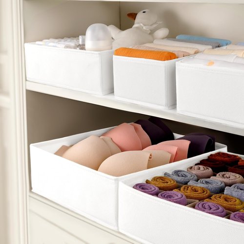 Criusia Sock Drawer Organizer Dividers - 8 Set Foldable Storage Bins for Baby Clothing, Underwear & Accessories (White)