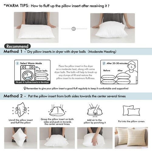 MIULEE 20x20 Pillow Inserts, Memory Foam Cooling Set of 2 Decorative Throw Pillows,Adjustable Premium Stuffer for Sofa Couch Bed and Living Room
