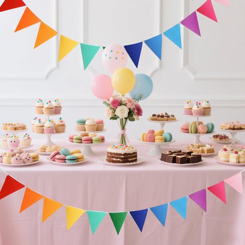 AULEGE 4 Strings 48PCS Rainbow Pennant Banner Flags- Colorful Triangle Felt Banner Kit with 8.2ft Ribbon-Vibrant Party Decorations for Weddings/Birthdays/Christmas/Festive Events(Rainbow Colors)