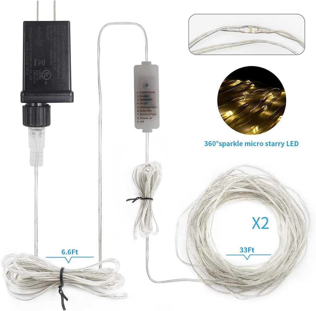 Skiennix Fairy String Lights - 33Ft 100 Micro LED Twinkle Lights | IP68 Waterproof with Remote for Bedroom & Garden Decor