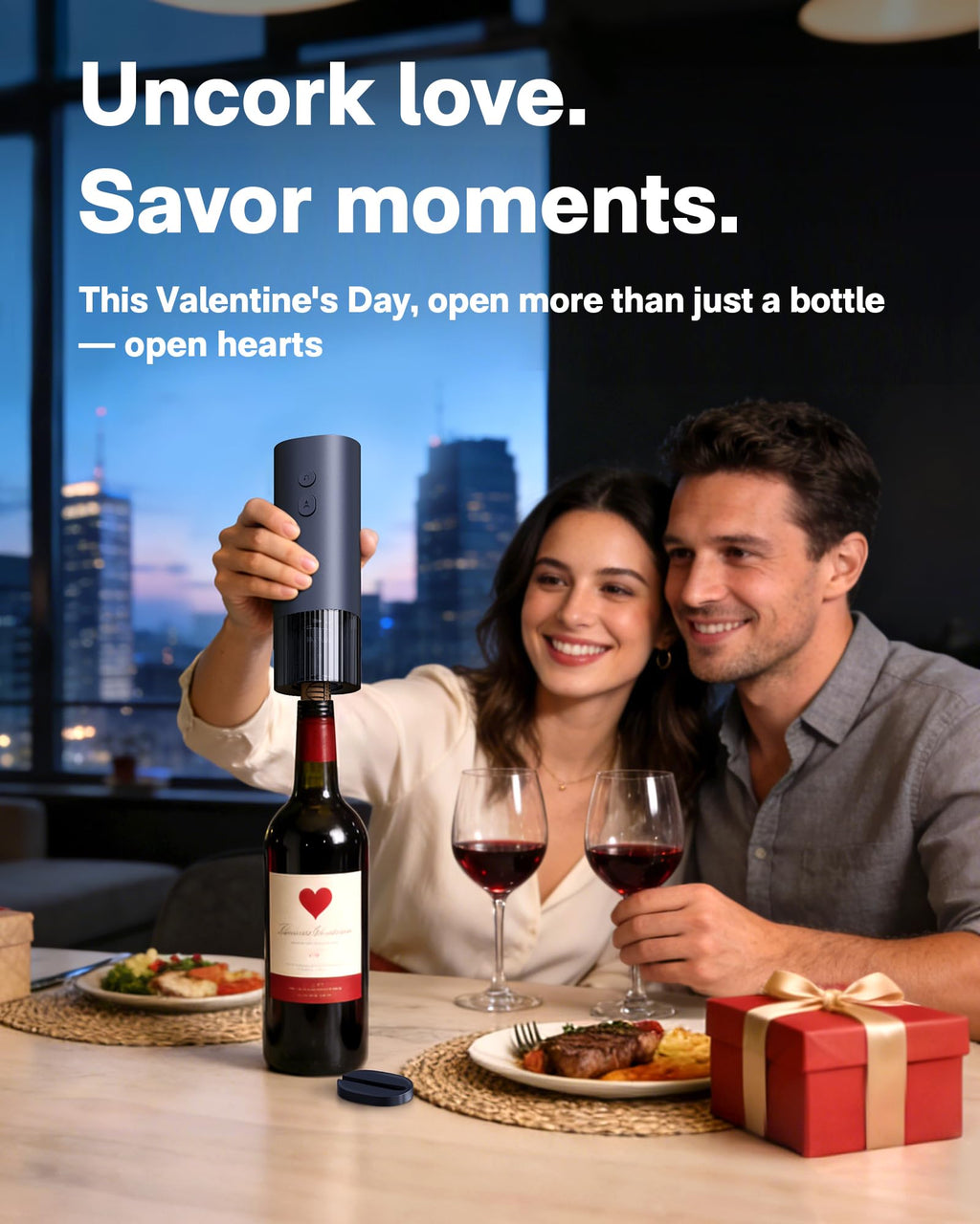HOTO Electric Wine Opener, Automatic Bottle Opener with Foil Cutter, Uncorks 170+ Bottles, 10s Instant Opening, Battery Operated Corkscrew Wine Opener, Perfect Ideal for Wine Lover Wedding Party Home