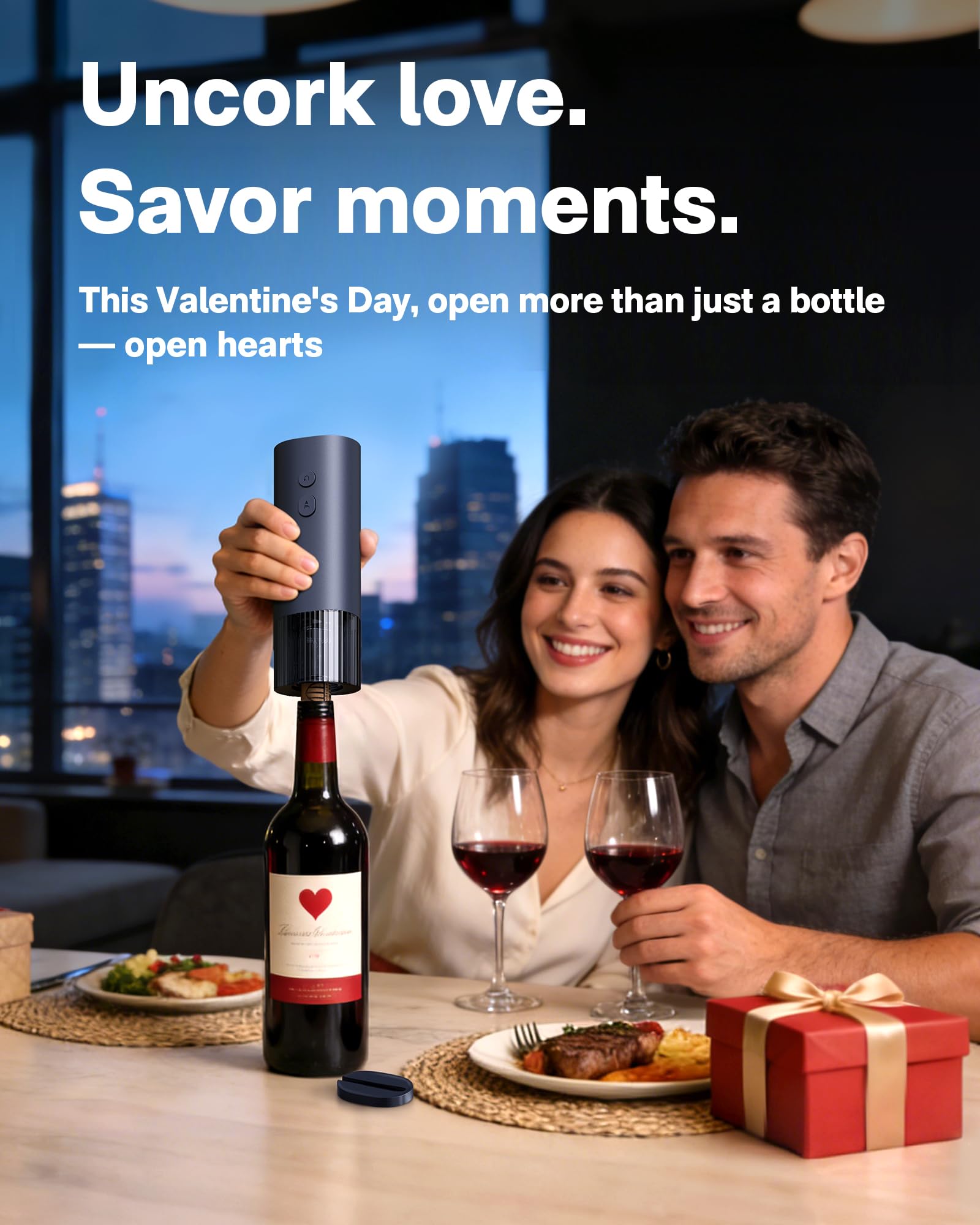 HOTO Electric Wine Opener, Automatic Bottle Opener with Foil Cutter, Uncorks 170+ Bottles, 10s Instant Opening, Battery Operated Corkscrew Wine Opener, Perfect Ideal for Wine Lover Wedding Party Home