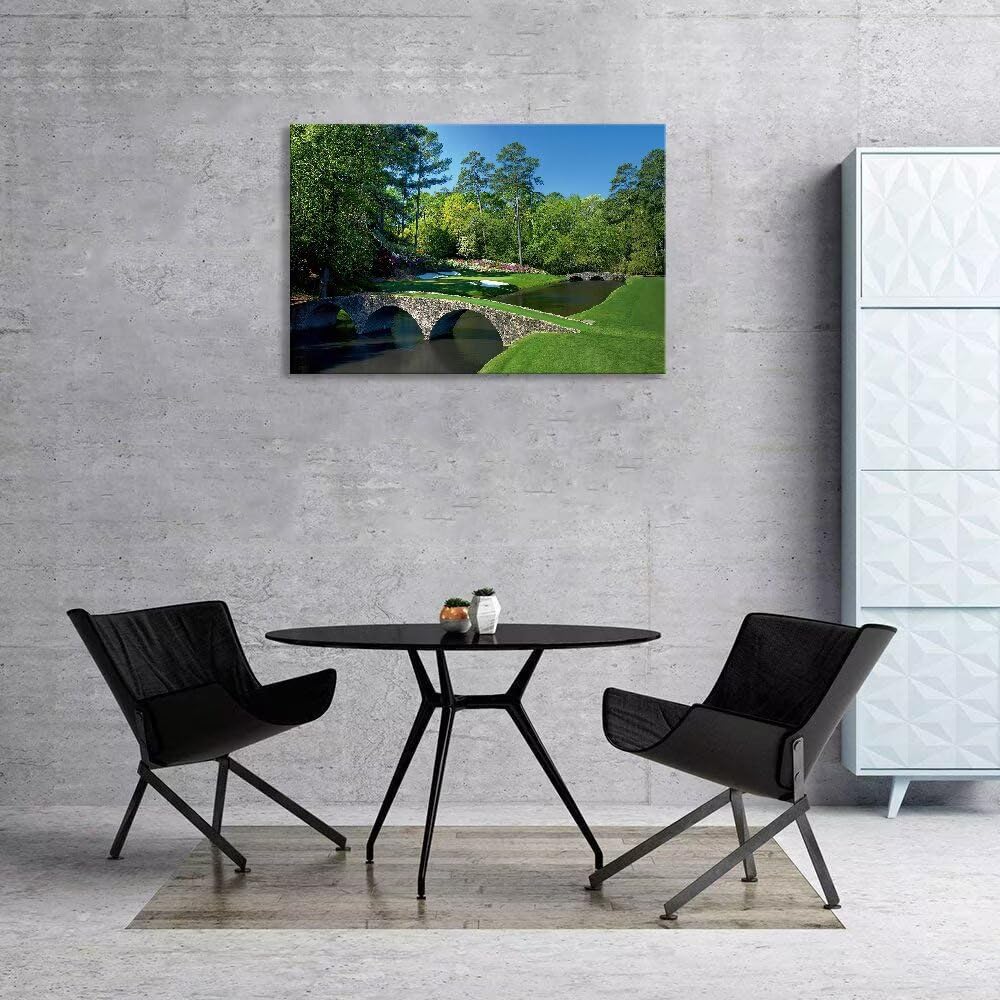 chenchenArt Augusta National Golf Course Wall Art - Augusta Golf Course 12th Hole Wall Art for Living Room Bedroom Bathroom Home Decorations Golf Art Canvas Prints Framed Ready to Hang(24''H x 36''W)
