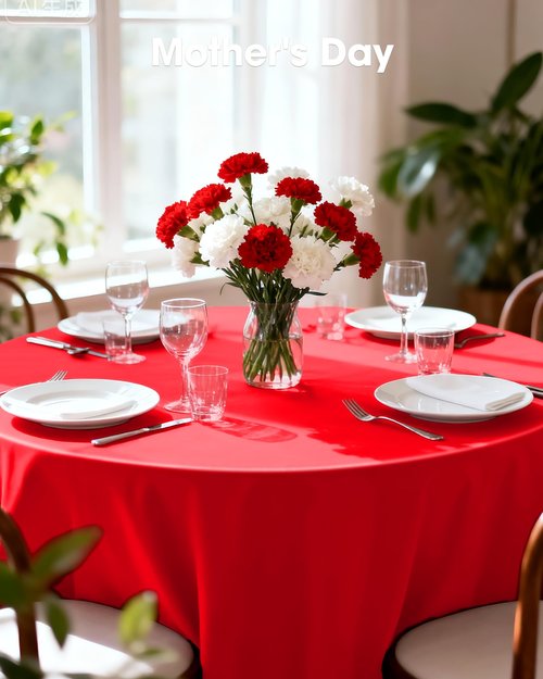 Pureegg Plastic Table Cloth Disposable 8 Pack, 84'' Round Table Cloths, Valentines Day, Thanksgiving, Christmas Decorations, Fall Tablecloths, Round, Plastic Cover, Leakproof & Sturdy, Red
