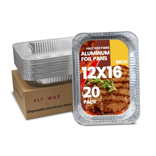 YLT WAX 12x16 Aluminum Foil Pans, 20 Pack Disposable Full Size Large Baking Pan for Roasting, Restaurants, Cooking, Heating, Buffets