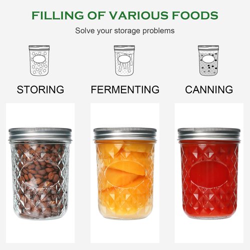 Ufrount Wide Mouth Mason Jars 12Pack, Mason Jars 16 oz with Lids, Canning Jars with Metal Airtight Lids and Bands, Ideal for Jam, Jelly, Beans, Candy, Meal Prep, DIY Decors, Homemade Candles