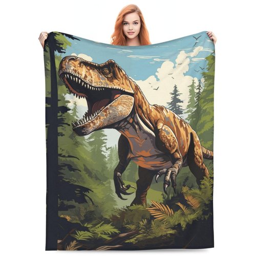 amepay Dinosaur Blanket Gifts for Boys Kids Jurassic Tyrannosaurus Dino Flannel Throw Blankets for Home Couch Bed Sofa Soft Fuzzy Lightweight Decor All Season 60x50 Inches