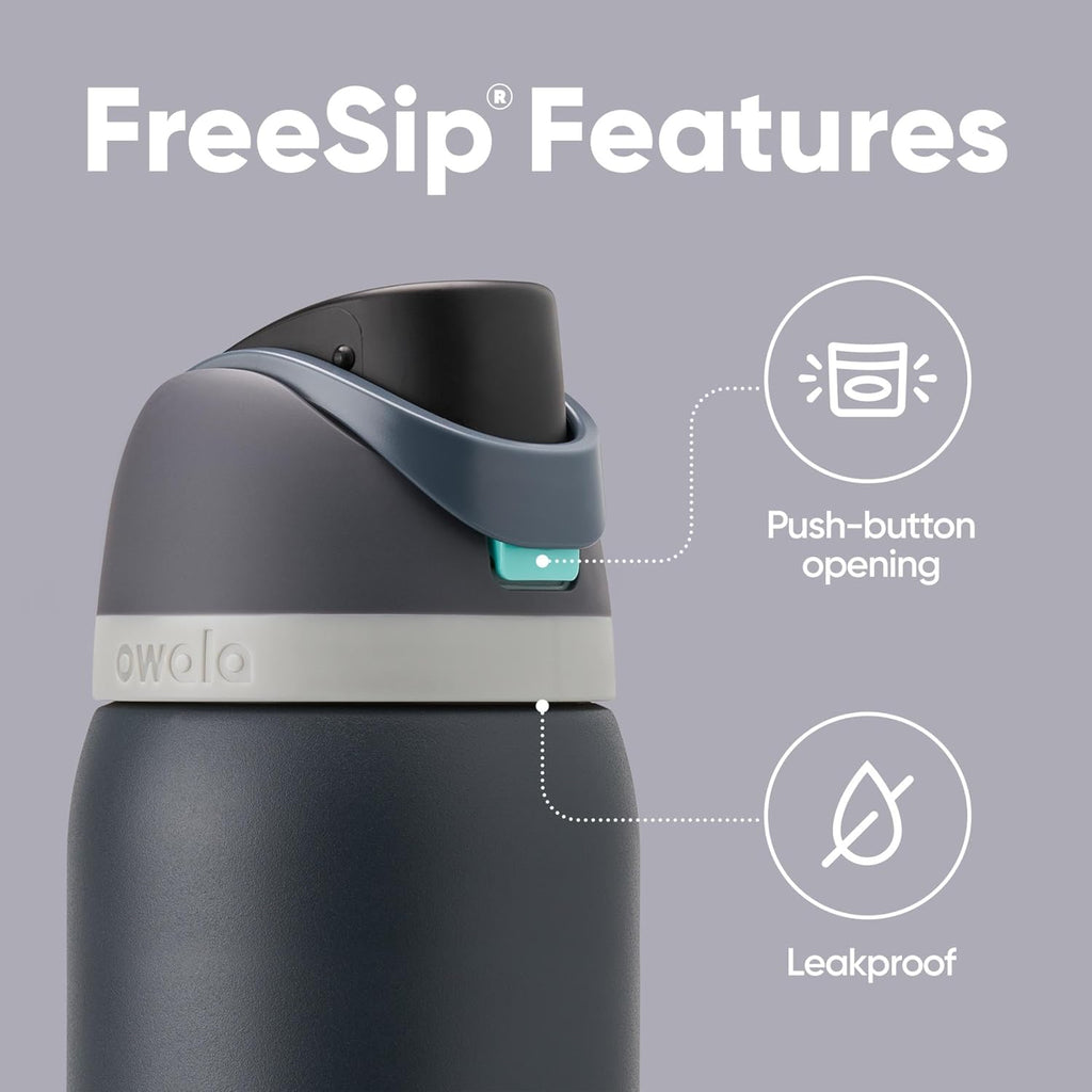 Owala FreeSip 32 oz Insulated Stainless Steel Water Bottle - BPA-Free with Straw | Foggy Tide Color for Sports & Travel
