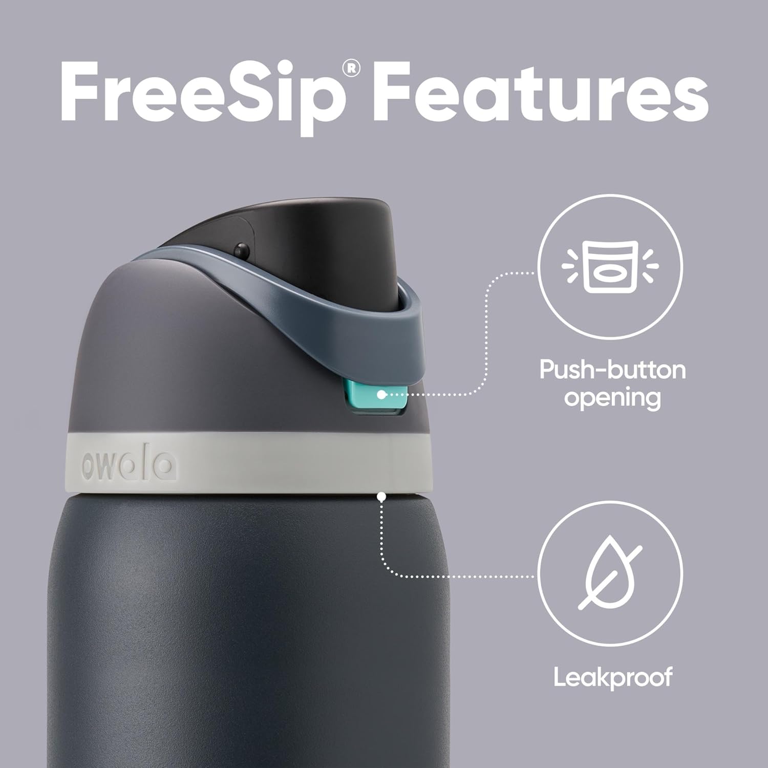Owala FreeSip 32 oz Insulated Stainless Steel Water Bottle - BPA-Free with Straw | Foggy Tide Color for Sports & Travel