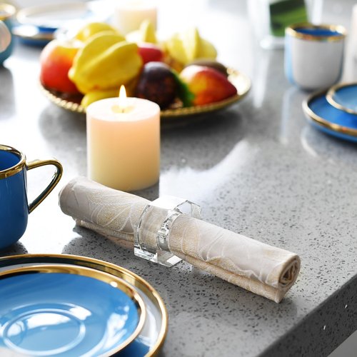 Marvala Crystal Napkin Rings, Elegant Table Decor Holders for Wedding, Christmas, Thanksgiving, Holiday Dining, 12 Pack