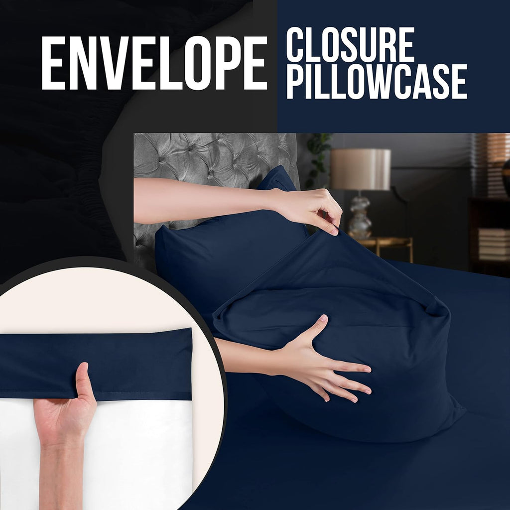 Utopia Bedding Standard Pillow Cases - Soft Brushed Microfiber - 12 Pack, Navy | Fade Resistant 20 X 26 Inches