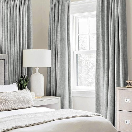 MIULEE 100% Blackout Linen Curtains - Thermal Insulated Glacier Gray Drapes | 52 x 108 Inch (2 Panels)