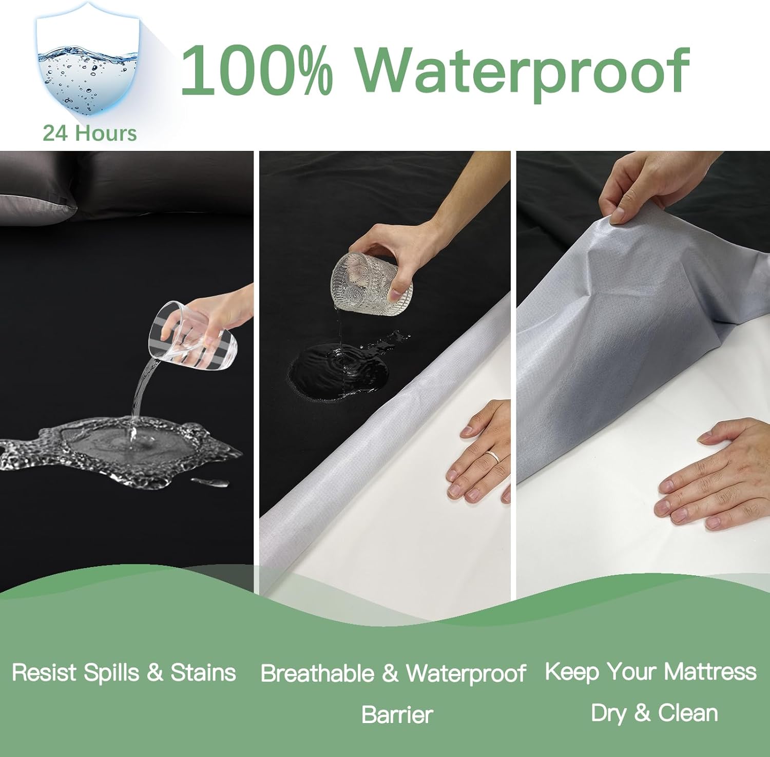 Sufdari Waterproof Mattress Protector - Noiseless Queen Size Cover with 18" Deep Pocket | Bed Bug Proof & Machine Washable