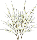 Krissing Artificial Cherry Blossom Branches - 39” Tall White Faux Flowers for Home & Wedding Decor