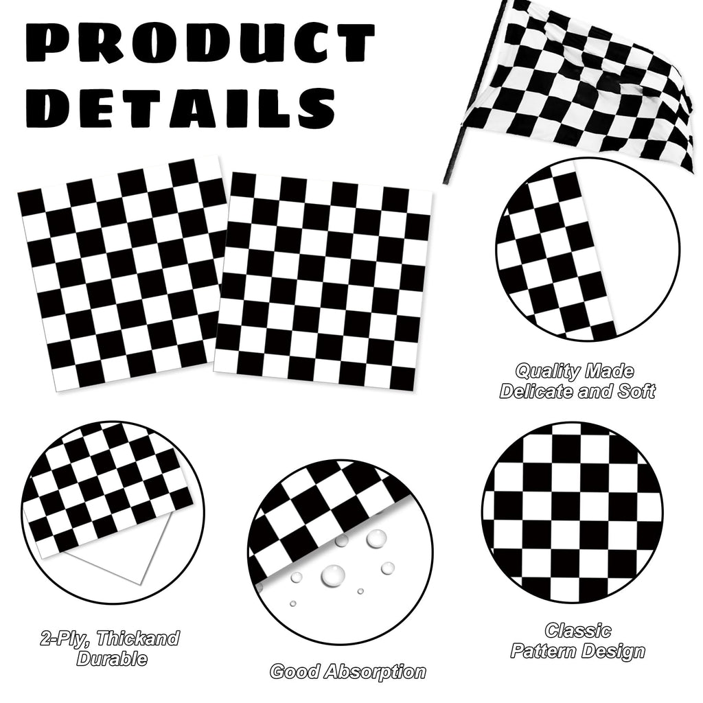 Oigco 168 PCS Race Car Birthday Party Decorations with Checkered Flag Plates, Cups, Napkins, Cutlery for Cars Birthday Decorations, Serves 24