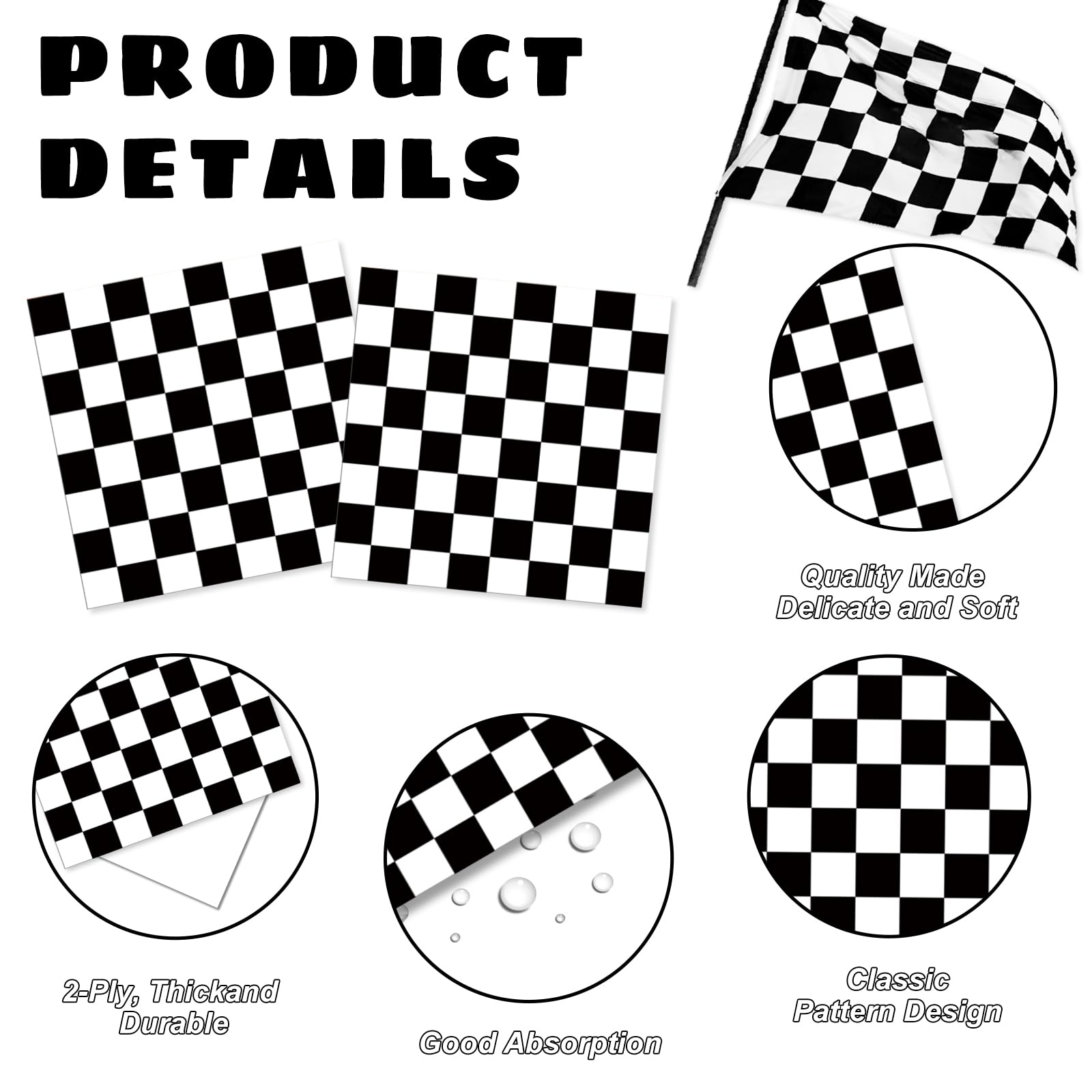 Oigco 168 PCS Race Car Birthday Party Decorations with Checkered Flag Plates, Cups, Napkins, Cutlery for Cars Birthday Decorations, Serves 24