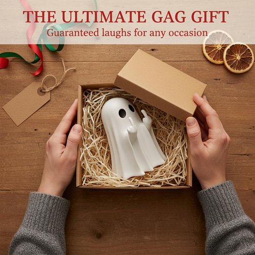 ZUZIF Halloween Ghost Figurine - Spooky Resin Statue, Cute Finger Ghost Ornaments, Perfect for Indoor & Porch Decor