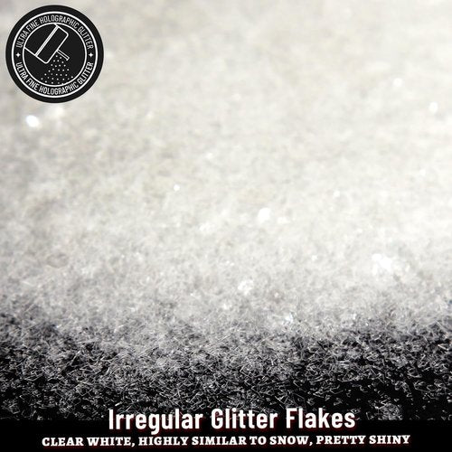 LEOBRO White Glitter - Chunky Snow Glitter for Crafts, Resin Art, Body, Face & Nail | DIY Christmas Decor
