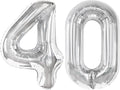Silver Number 40 Balloon - 40 Inch Giant Foil Decoration for 40th Birthday Party Supplies