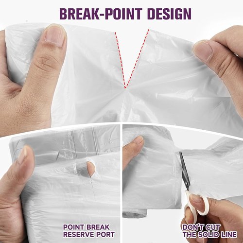 Heihaily Heavy Duty 2.6-Gallon Trash Bags - Leak-Proof Drawstring Kitchen Garbage Bags | 60 Count Clear
